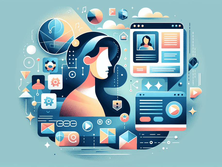 A professional abstract illustration representing the concept of Online Courses in Developer Learning Resources.Visual c...