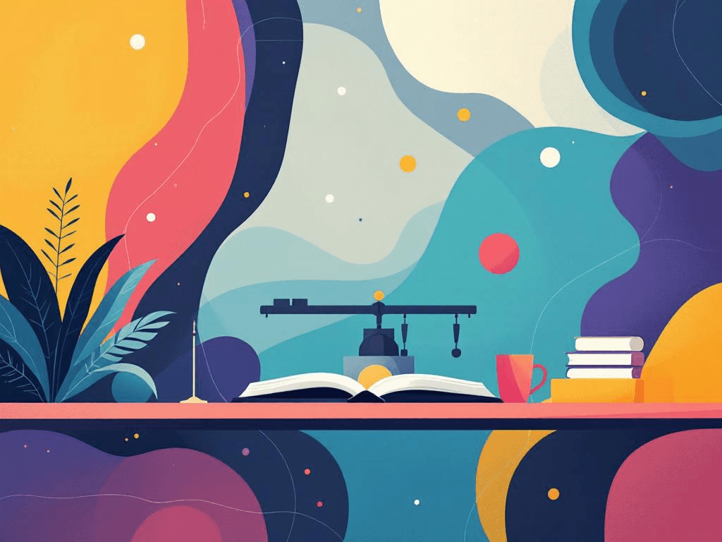 A professional abstract illustration representing the concept of Thinking Through the Edits in Ebook Publishing.Visual c...