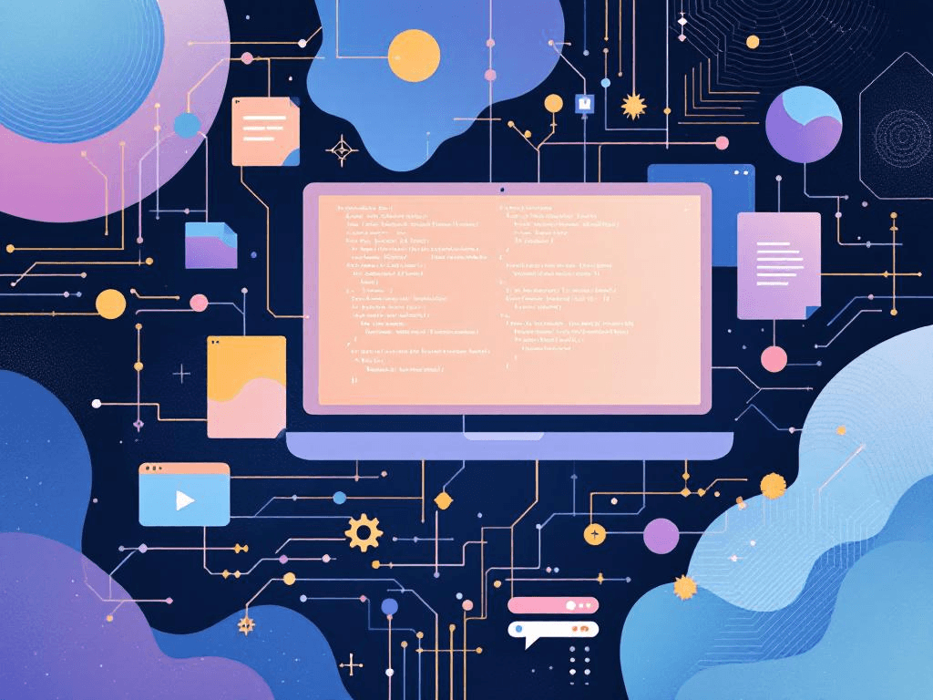A professional abstract illustration representing the concept of LeetCode: Algorithmic Thinking and Technical Interview Ma...