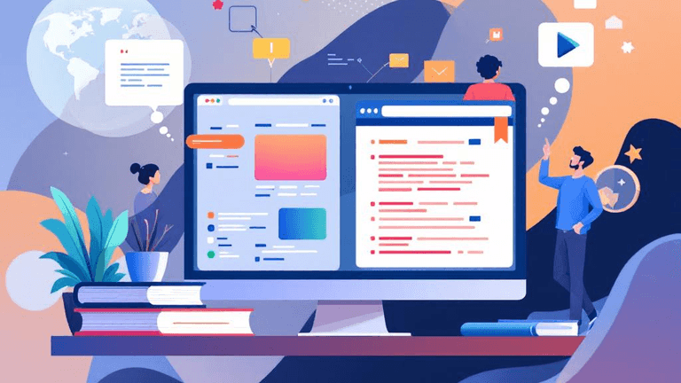 A professional blog header illustration for an article about Developer Learning Resources. Context: You have 47 browser ta...